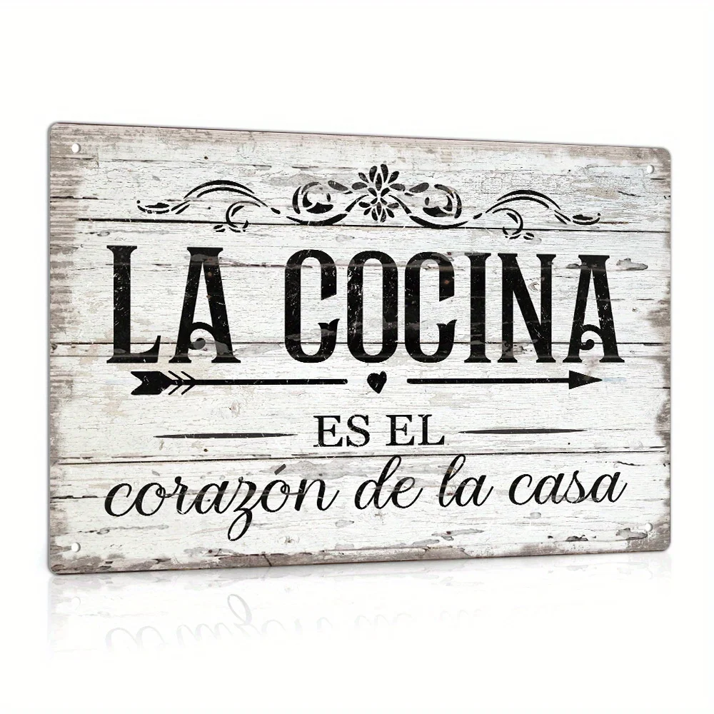 1 Spanish Vintage Metal Tin Sign, 