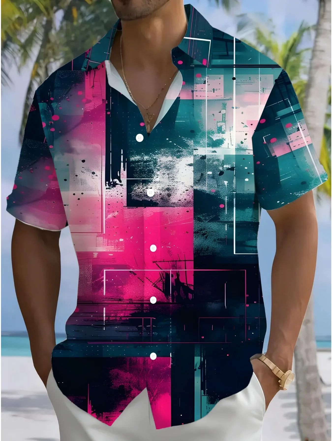Men's 2026 Fashion Casual Hawaiian Shirt Summer Man Women Short Sleeve Stylish Beach Party Print Tops