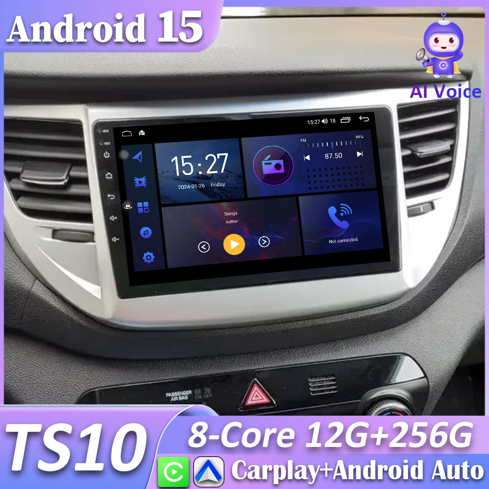 

For Hyundai Tucson IX35 3 2015 2016 2017 2018 Car Radio Carplay Screen GPS Navigation Stereo Android Auto Android 15 2K No 2din