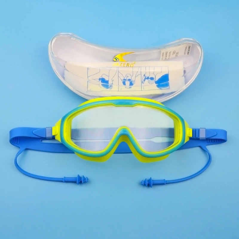 Children Swimming Glasses Kids UV Protection Swim Goggles Wide Frame Watersports Eyewear Anti Fog Pool Glasses With Ear Plugs