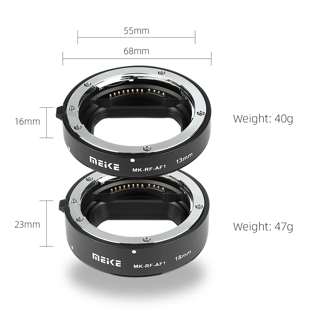 Макро удлинительная трубка Meike MK-RF-AF1 AF, цельнометаллический байонет 13 мм + 18 мм для Canon RF-Mount R10 R8 R7 R6 C70 R RP R3 R5 RED Komodo