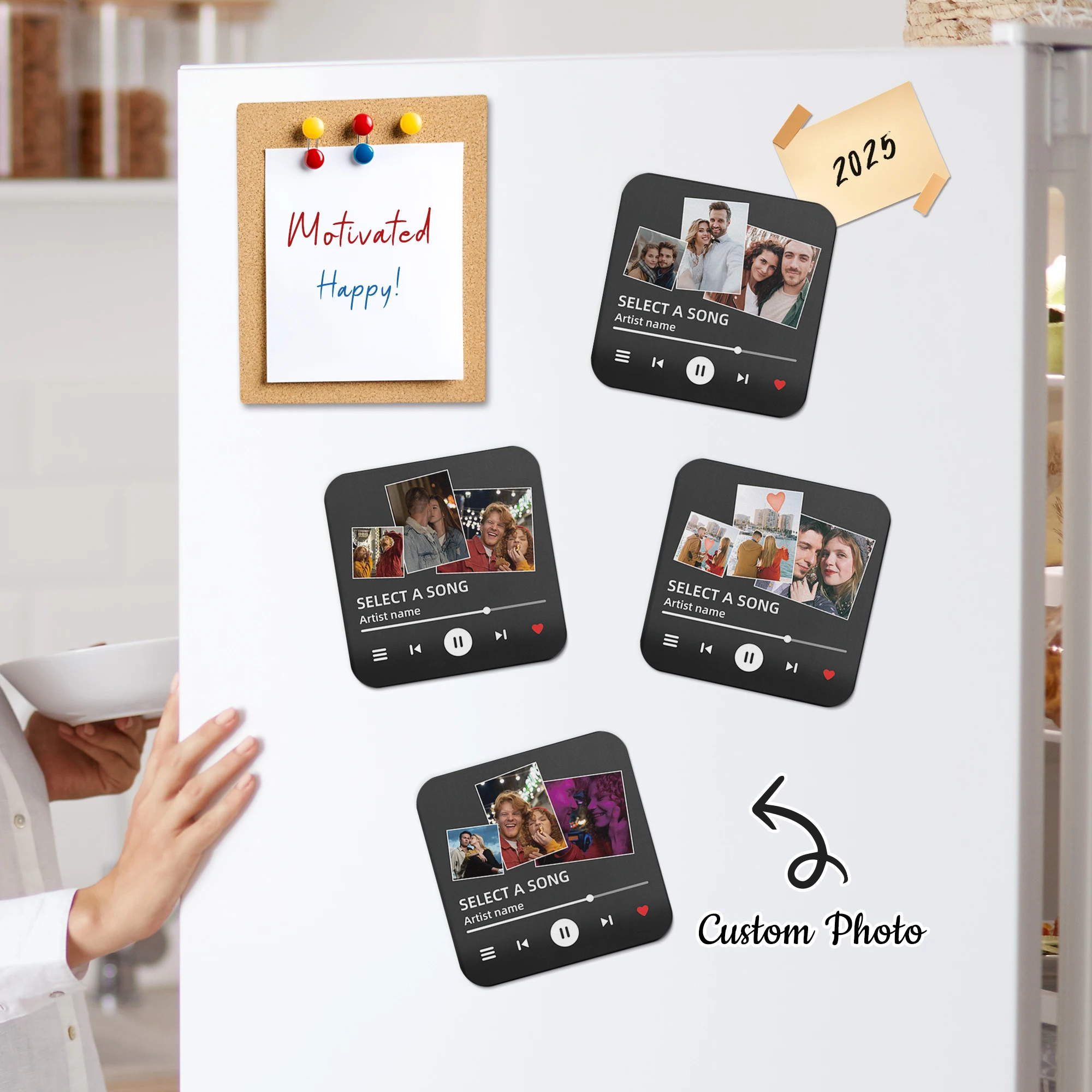 

Personalized Music Photo Refrigerator Magnets Custom Album Cover Anniversary Gift Dining Room Kitchen Sticker Home Decor