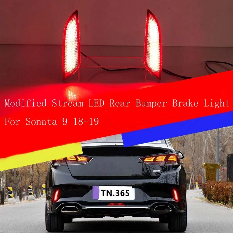Rear Bumper LED Tail Light Streamer Dynamic Brake Light Modified Decor Lamp For Hyundai Sonata 9 2018-2019 Upgrade Parts