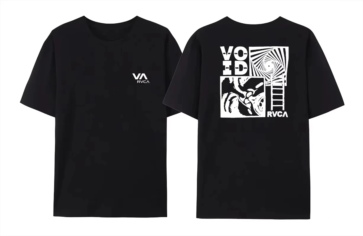 

2024, новая мужская летняя хлопковая футболка с принтом RVCA VA, потрясающая футболка с коротким рукавом, уникальная женская повседневная молодежная футболка с коротким рукавом