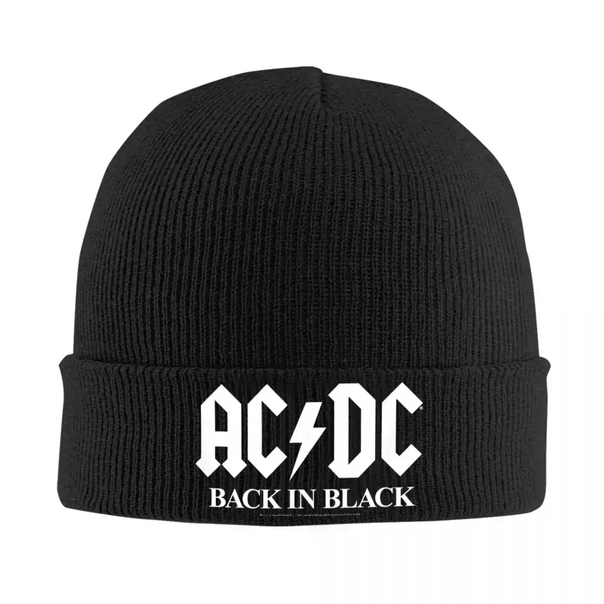 A-AC Back In Black D-DC Band Music Cuff Beanie Knit Skull Cap For Women Men Warm Knit Skullies Beanie Cap