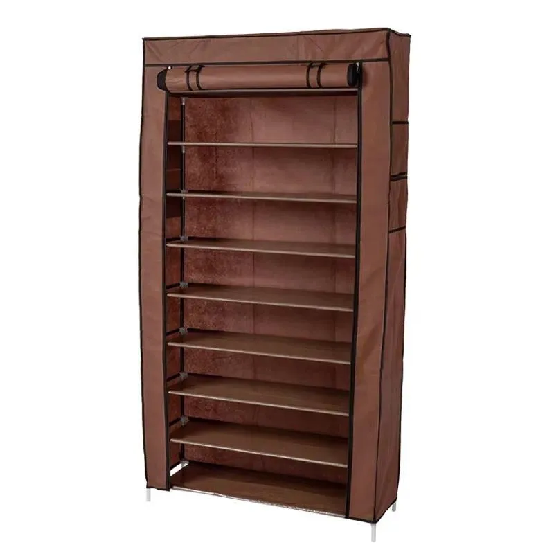 Simple Entrance Shoe Cabinet Multi Layer Shoe Rack Dust Proof Shelf Metal Shoe Storage Cabinet