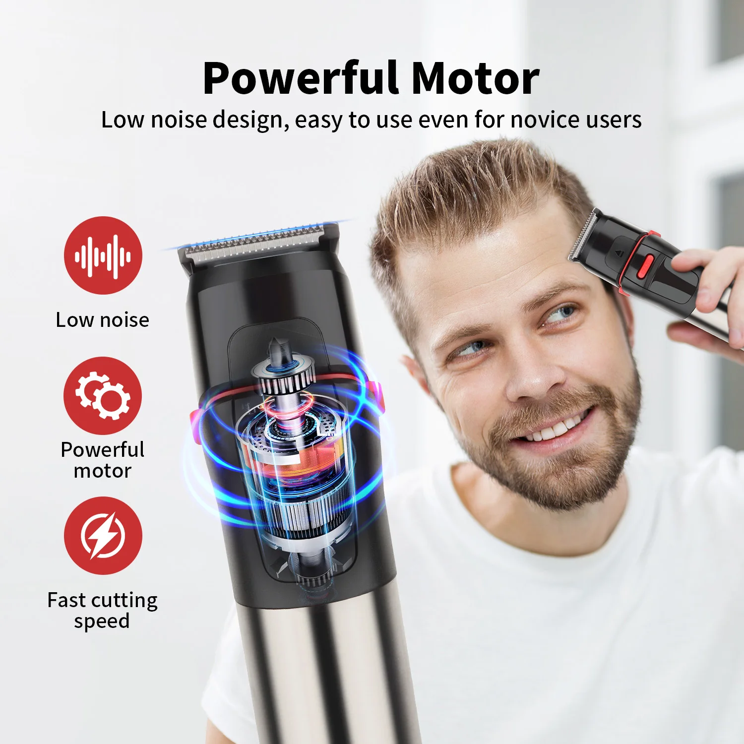 Electric Hair Clipper 5-in-1 Professional Men's Shaver & Hair Trimmer Set with Multi-Functional Nose Hair Trimmer