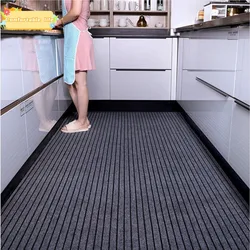 Alfombra de cocina antideslizante lavable DIY, felpudo largo para pasillo, entrada de pasillo de baño, alfombra de cocina a rayas de Color sólido