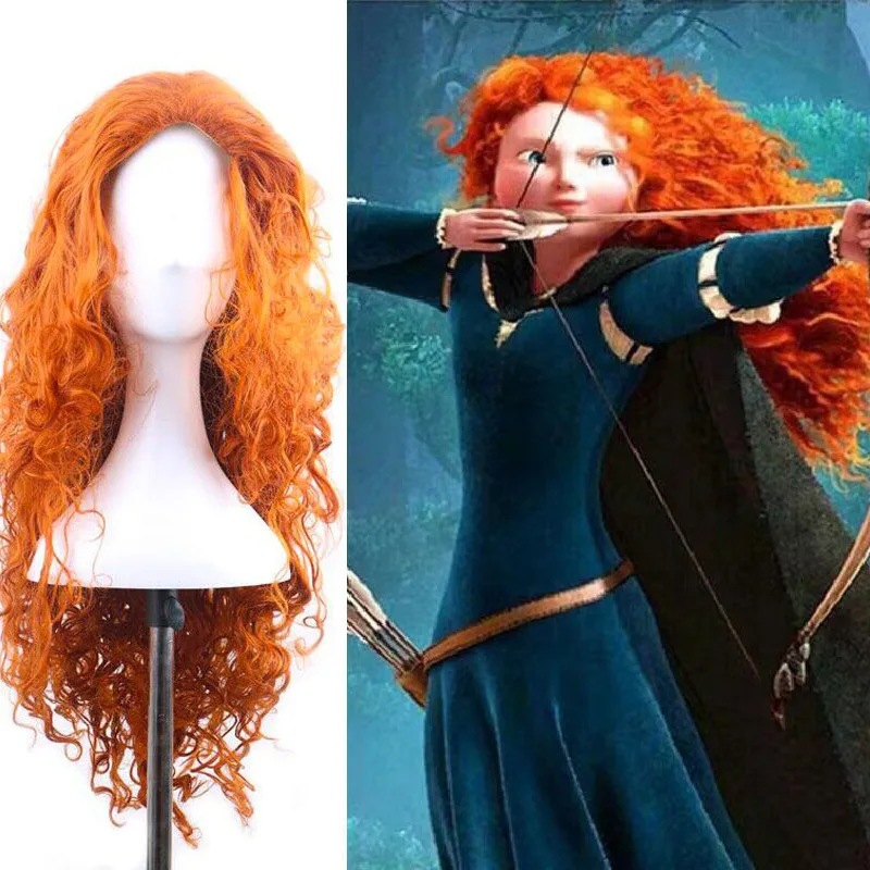 

Аниме Brave Legend Оранжевый парик принцессы на всю голову, длинный вьющийся волнистый прямой парик