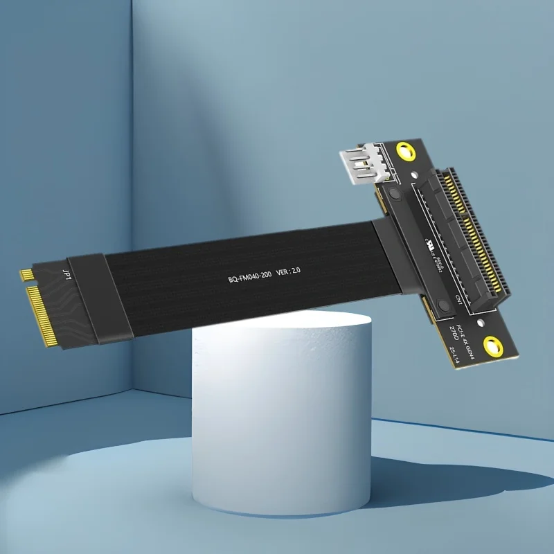 NEW PCIE 4.0 X4 Riser Cable PCI Express 4.0 X4 90 Degrees to M.2 NVME Extension Cable PCI-E GEN4 20CM 4Pin Power Supply Extender