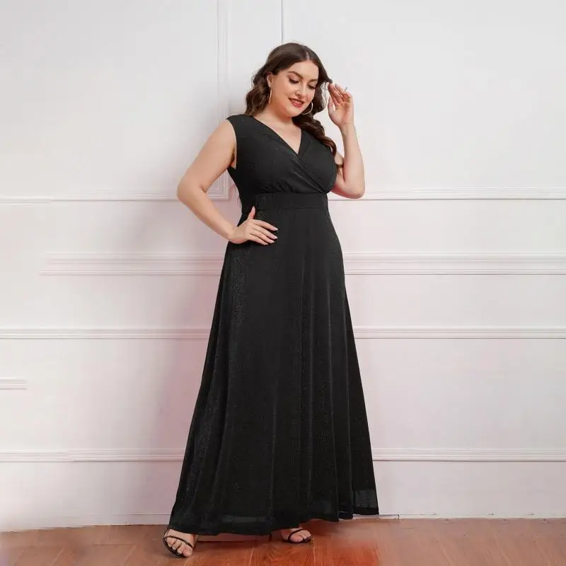

L38E Elegant Women Evening Dress V Neck Dress Maxi Dress for Vacation Party