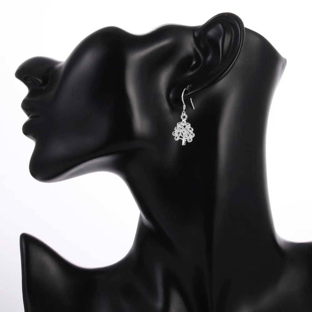 New Korean Fashion 925 Sterling Silver Fine Tree Pendant Necklace Earrings Jewelry Sets For Women Party Wedding Holiday Gifts - view 6