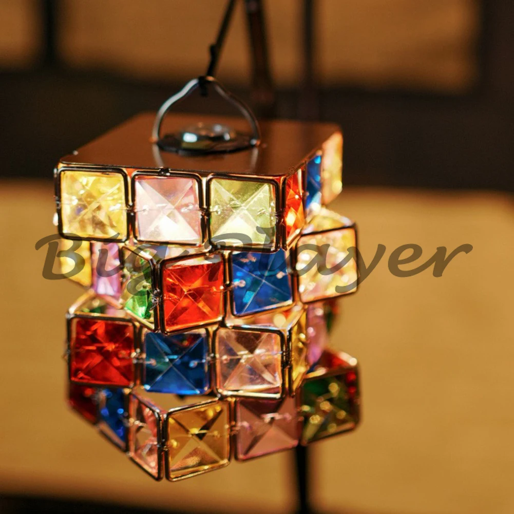 Colorful Crystal Retro Lampshade - 8 Sided Diamond Cube Design for Lamps Camping Desktop Ambient Light