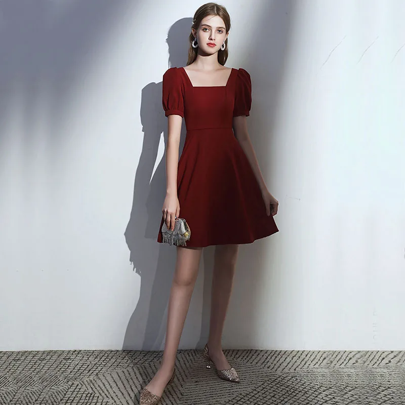 

DongCMY Luxury Burgundy Graduation Dress Party Princess Dresses Can Be Worn In Autumn And Winter