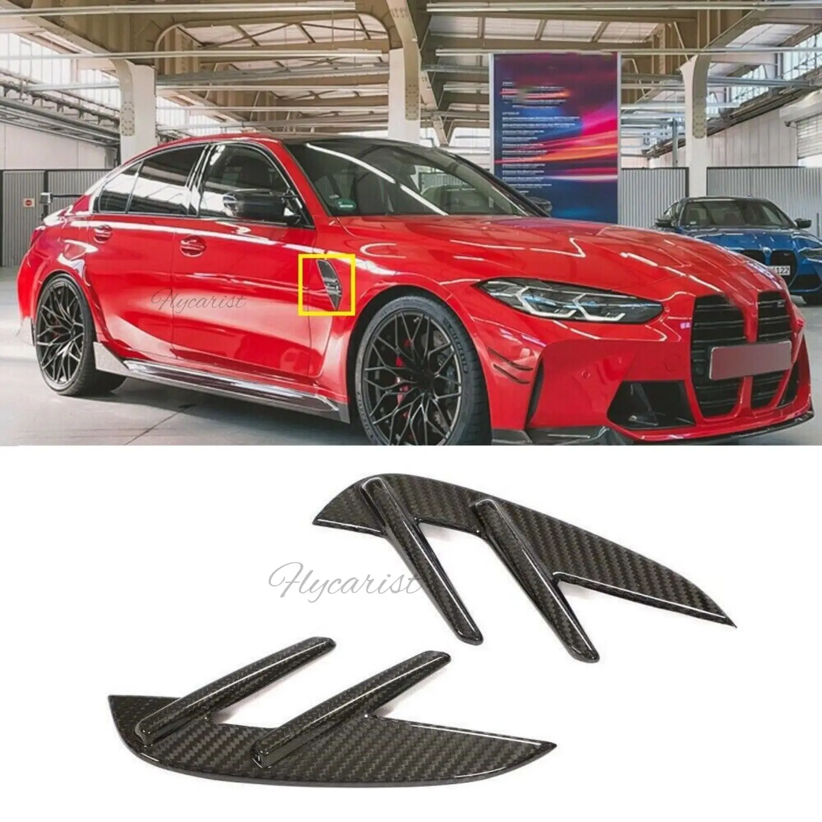 

Сухой карбоновый боковой крыло с вентиляционным отверстием для BMW 3 серии G80 M3 G82 G83 M4