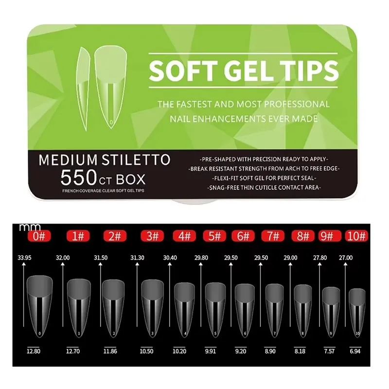 550 رقع جل أظافر فرنسية متوسطة الحجم على شكل لوز، أدوات تمديد أطراف أظافر غير لامعة تغطية كاملة، زينة أظافر لاصقة من الأكريليك، لوازم فنية للأظافر بنفسك