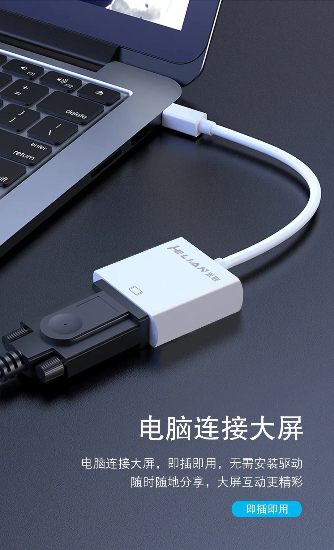 Adapter for Mini DP to VGA Thunderbolt Dock for Laptop Monitor Projector