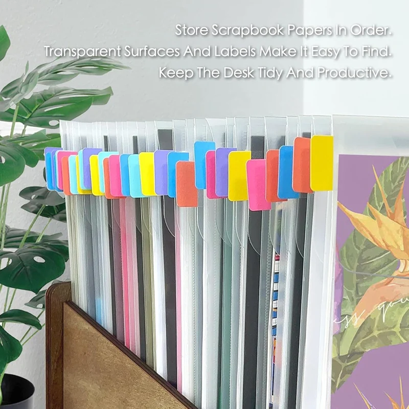 A35Q-10 Pieces Scrapbook Paper Storage Organizer For 12 X 12 Inch Scrapbooking Paper,With 6 Coloful Sticky Index Tabs