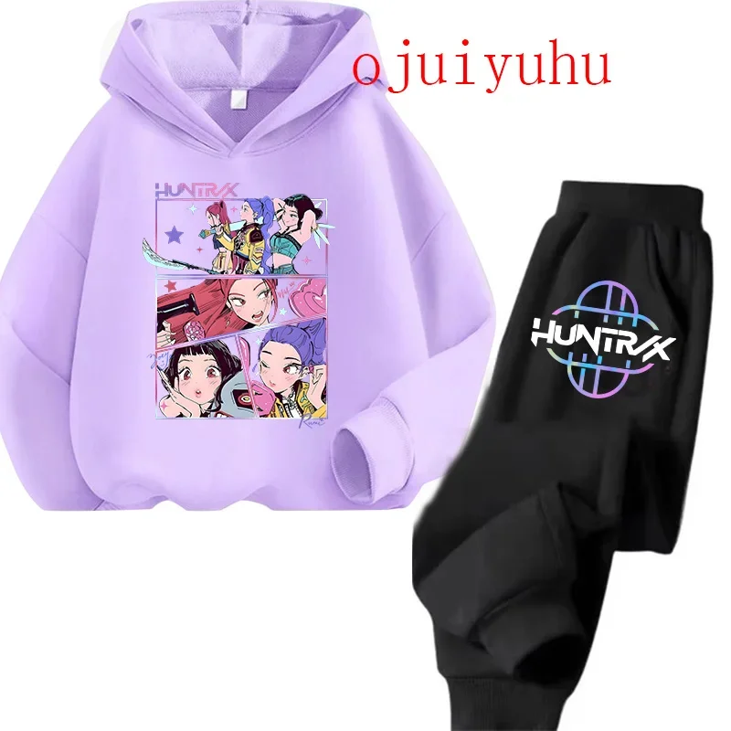 Kpop Demon Hunters Kawaii Pullover Sweatshirt Anime Trucksuit Cartoon Girls Boy Kids ClothesUnisex Sets Children Hoodies