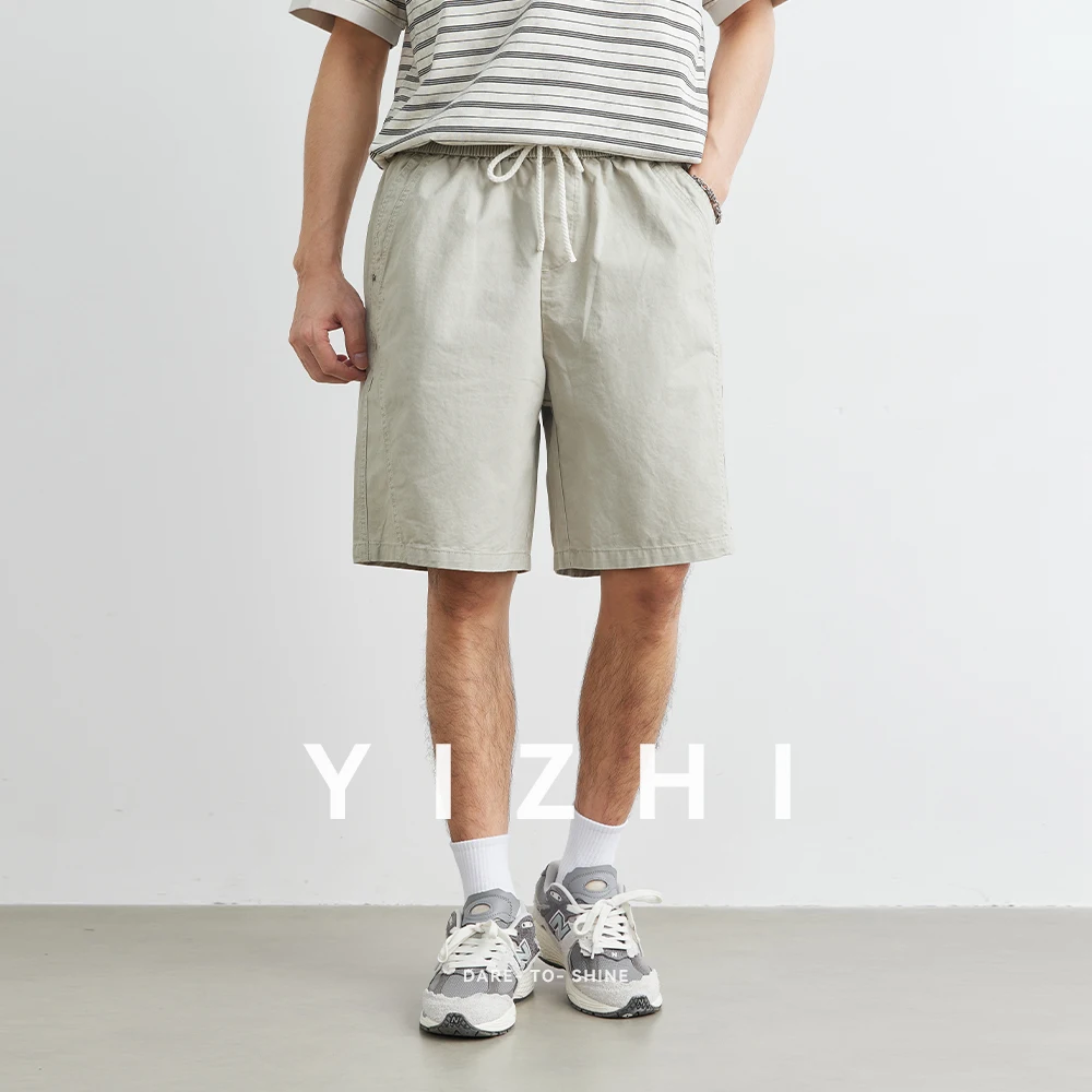 

100% Cotton Men's Casual Shorts Summer New Loose Comfortable Breathable Thin Beach Pants Solid Color Shorts Men's Clothing