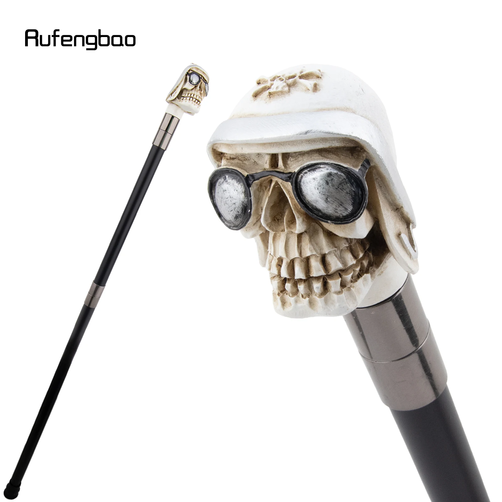 silver-resin-wear-glasses-skull-head-cane-colorful-costume-prop-stylish-cane-aesthetic-decorative-stick-theatrical-prop-94cm