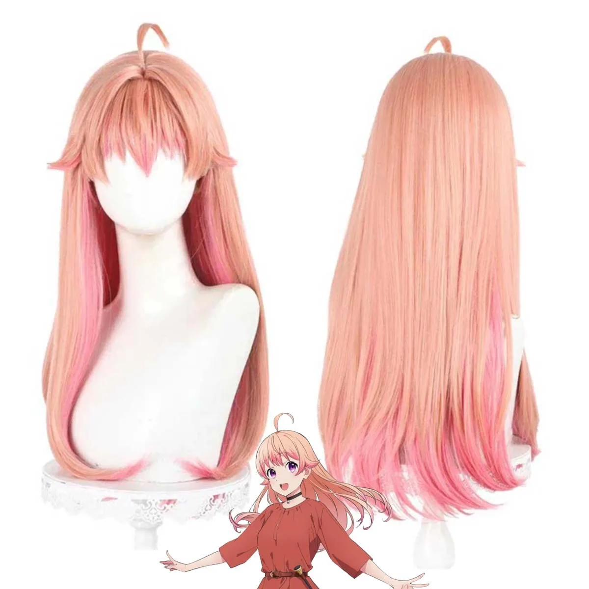 

Женщины Хэллоуин Аниме Ведьма Часы Нико Вакацуки Косплей Оранжевый Розовый Длинные Волосы Парик