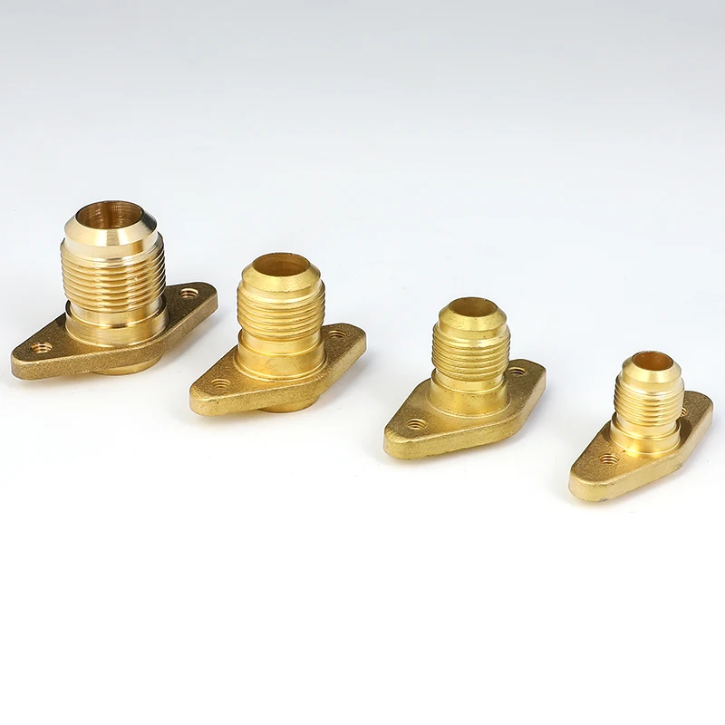 Brass Air Conditioner Forged SAE 1/4 1/2 fit UNF Thread Welding Flange Base Valve Seat Flare Connecting Pipe Fitting Adapeter