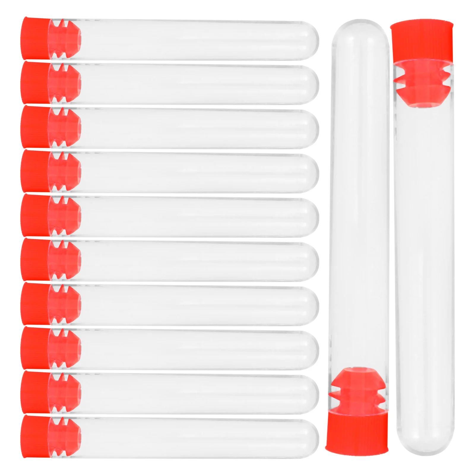 12 Pcs/Pack 16x150mm Plastic Clear Test Tube with Stopper for Scientific Experiments Party Candy Storage with Stopper (Random Co