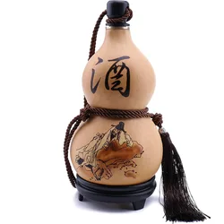 Natural Dried Gourd Water Bottle with Lid Hollow Calabash Chinese Pumpkin for Drinks Holder Ornament Décor