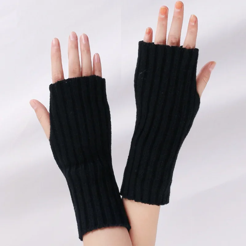 Fingerless Wrist Gloves Women‘s Mitten JK Style Arm Warmer Knitted Arm Sleeve Fine Casual Soft Girl's Goth Punk Gothic Gloves