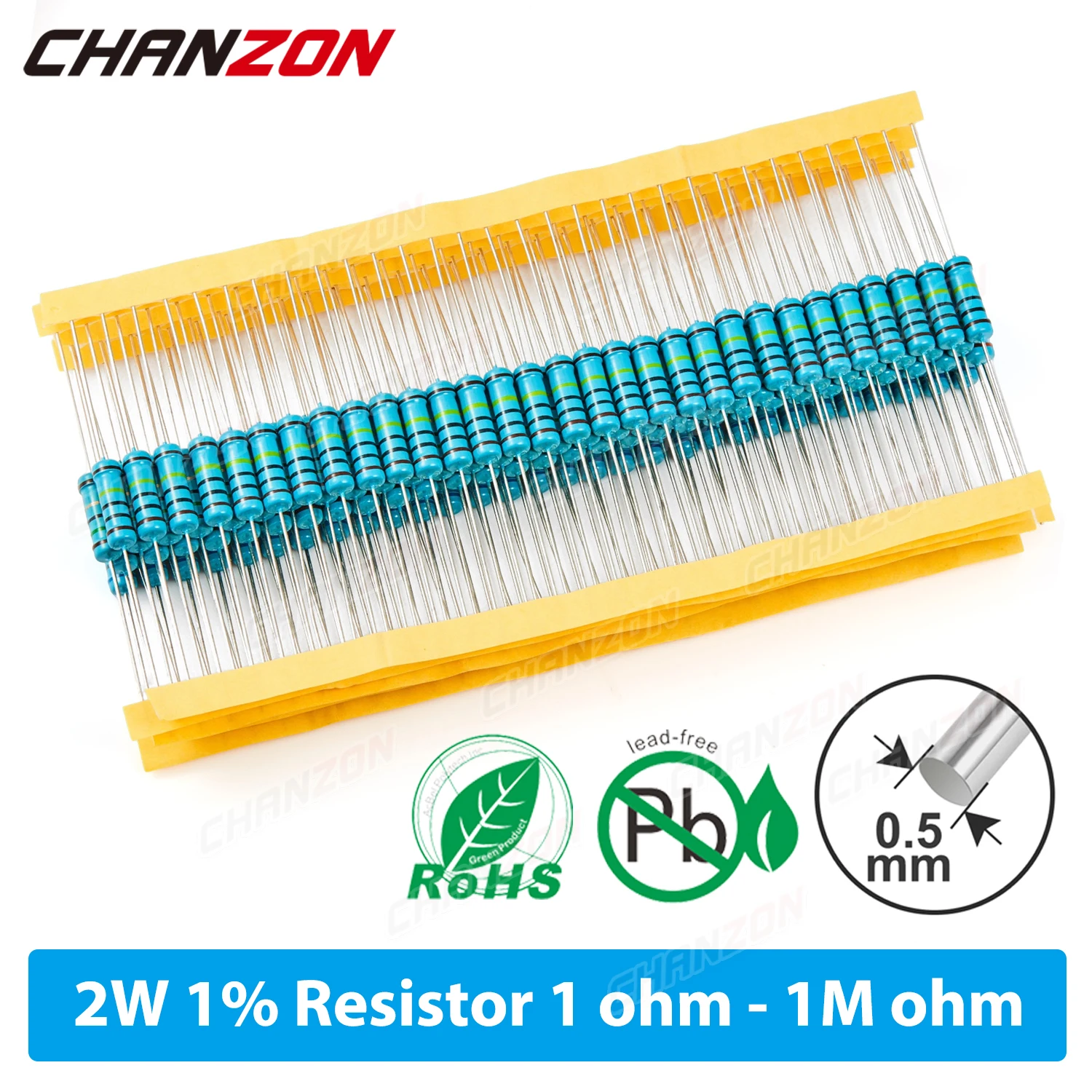 2W 1% High Precision Metal Film Resistor Kit 0.1 3.9 4.7 10 47 100 470 1K 4.7K 47K Ohm 2 W Watt Fixed Resistance Assortment Set