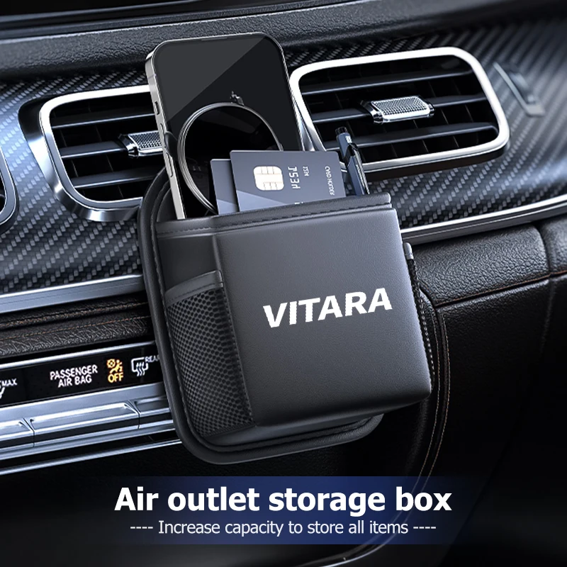 Organizador colgante para salida de aire del coche, bolsa de malla, caja de almacenamiento cuadrada para Suzuki Vitara Swift Alto Baleno Celerio Equator SX4 Samurai
