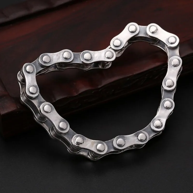 BOCAI S925 Sterling Silver Bracelets for Men Women New Fashion Domineering 10mm 13mm Bicycle-Chain Punk Jewelry Free Shipping