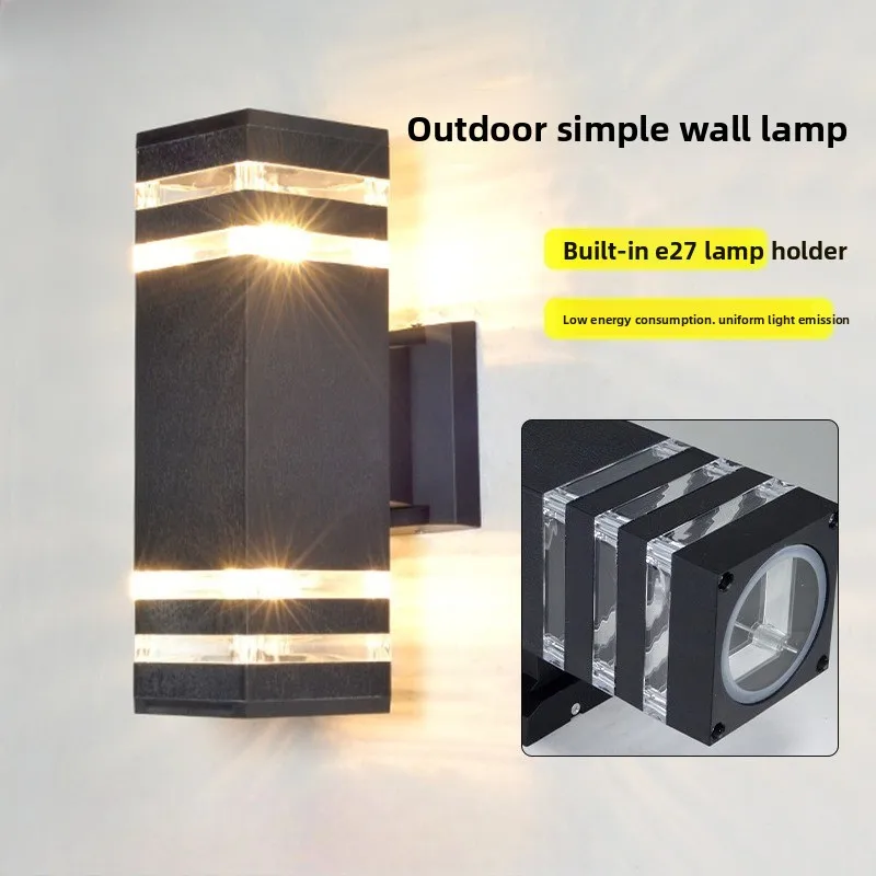 Square Double Head Waterproof Exterior Wall Light Modern LED Sconce For Courtyard Fence Gate Patio Wall Mount Lamp