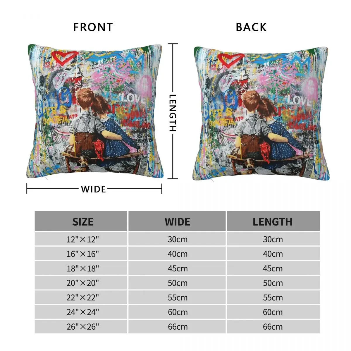 Boy And Girl Urban Square Pillowcase Polyester Linen Velvet Printed Zip Decor Room Cushion Cover