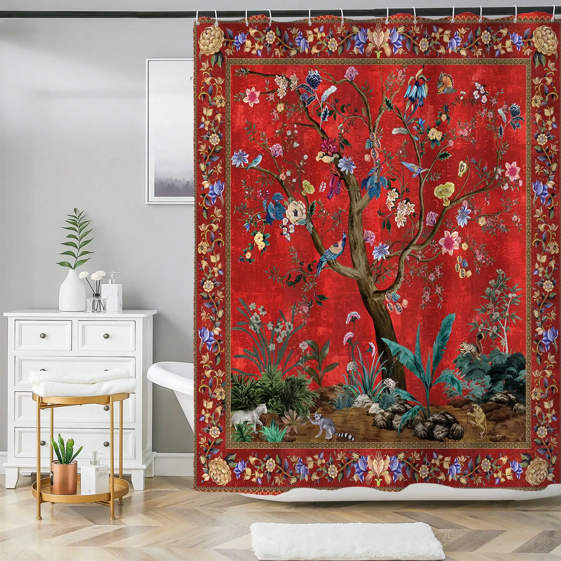 Oriental Garden Shower Curtain - Anti-Mold, Waterproof Bathroom Decor, Unique Gift, Stylish Design, Elegant
