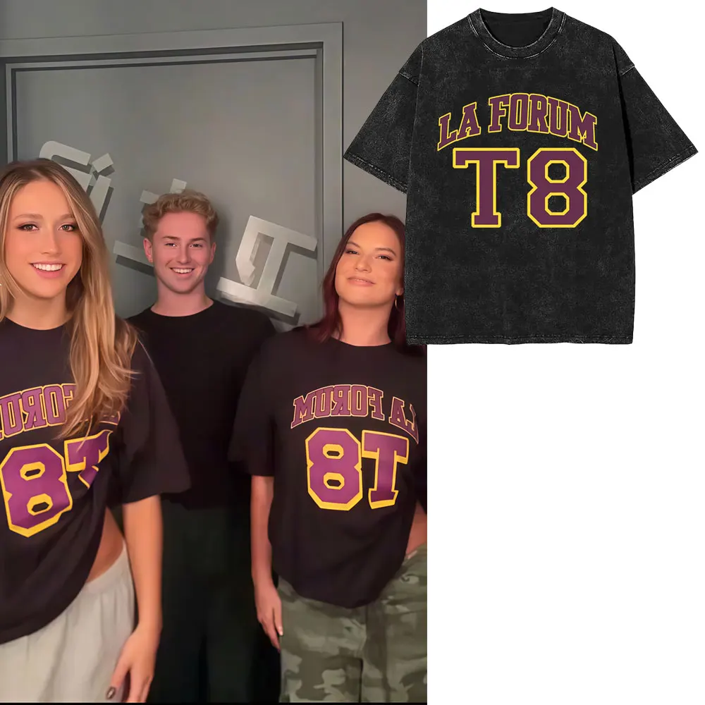 

Vintage Washed Tate McRae La Forum T8 Same Style T-Shirts Men Women Harajuku O-Neck Short Sleeve T Shirts Cotton Casual T-shirt