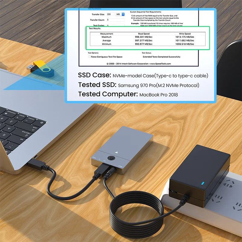 SSD Cloning Device with Aluminum Alloy Case M.2 NVMe 10 Gbps PCIe to USB-C 3.1 Gen 2 Adapter Enclosure with Hard Drive Cloner, S