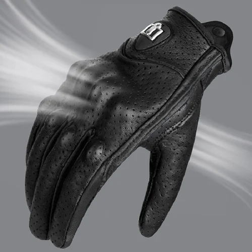 Imagen 1 del producto Guantes transpirables de verano para motocicleta para hombre y mujer, guantes de cuero para Moto de carbono para ciclismo de invierno, guantes con dedos completos para Motor de motocross