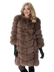 ZADORIN Europe Fashion 90cm Long Trench Coats Faux Fox Fur Coat Women Luxury Fur Splicing Warm Fluffy Fur Jacket Winter Overcoat