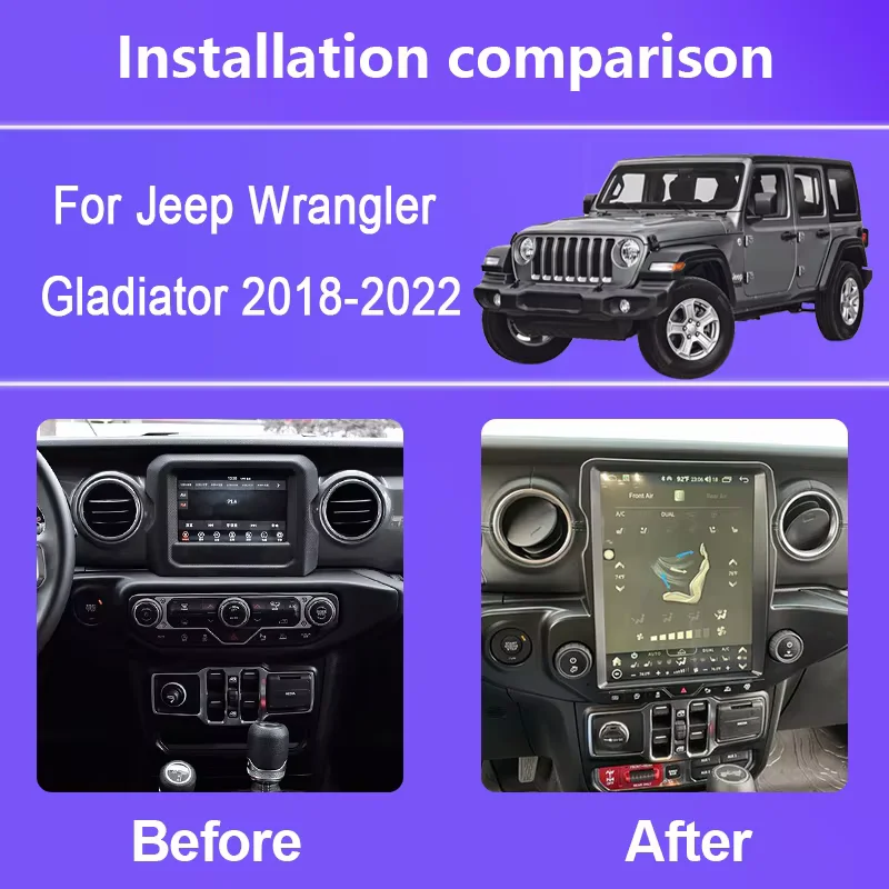 

Android Car Radio For Jeep Wrangler JL 2018-2022 vertical GPS Navigation Multimedia Player Stereo Head Unit Audio Video Player