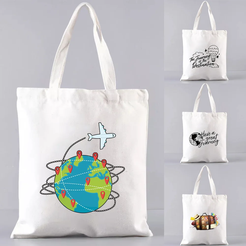 

Eco-Friendly Folding Shopping Bag Reusable Portable Shoulder Handbag World Travel Pattern Fashion Pocket Tote Students Books Bag