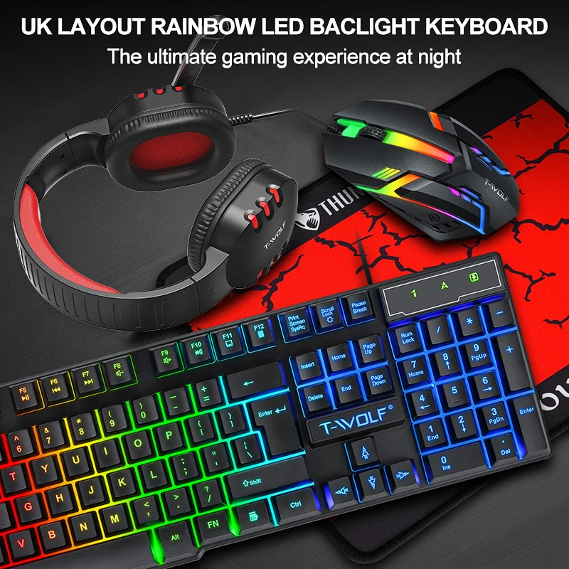 

New Gaming Keyboard And Mouse Wired Backlight Mechanical Feeling Keyboard Headphones Gamer Kit Silent Mouse Set For PC Laptop