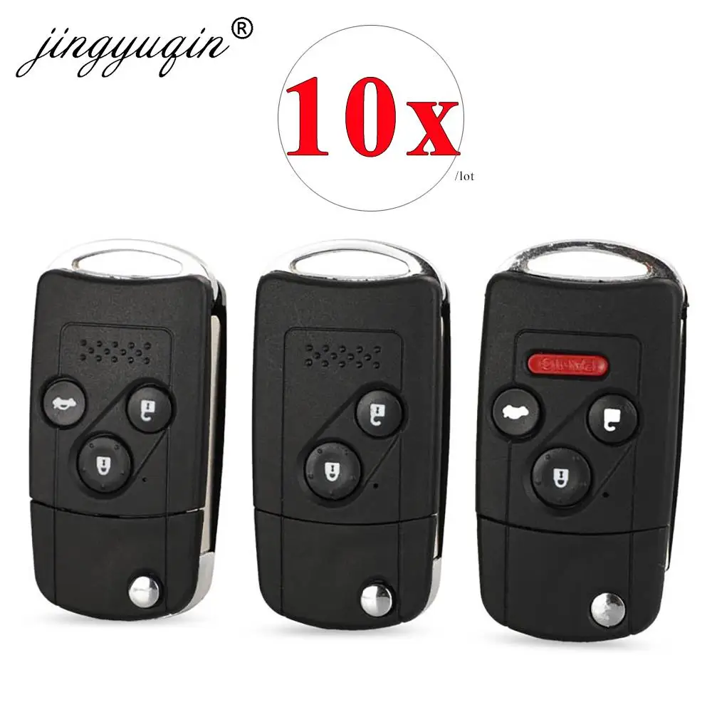 

jingyuqin 10pcs Modified Folding Remote Car Key Shell Case for Honda Accord Fit 2/3/4 Button Flip Key Cover