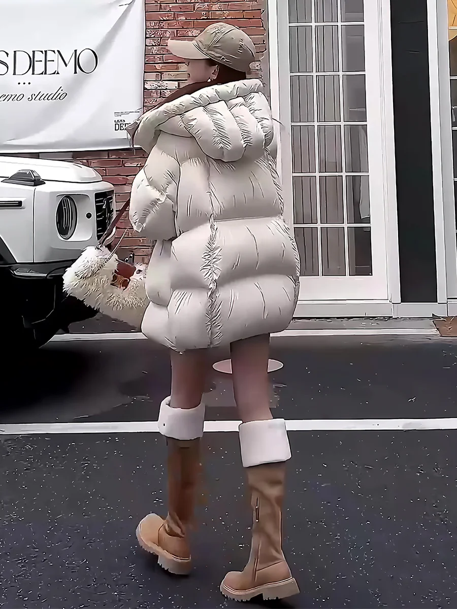 Chaqueta de Plumón para Mujer Sli Cloud Puff Jaet, con Cuello Alto y Capucha, Abrigo Cálido para Viajar, Color Blanco