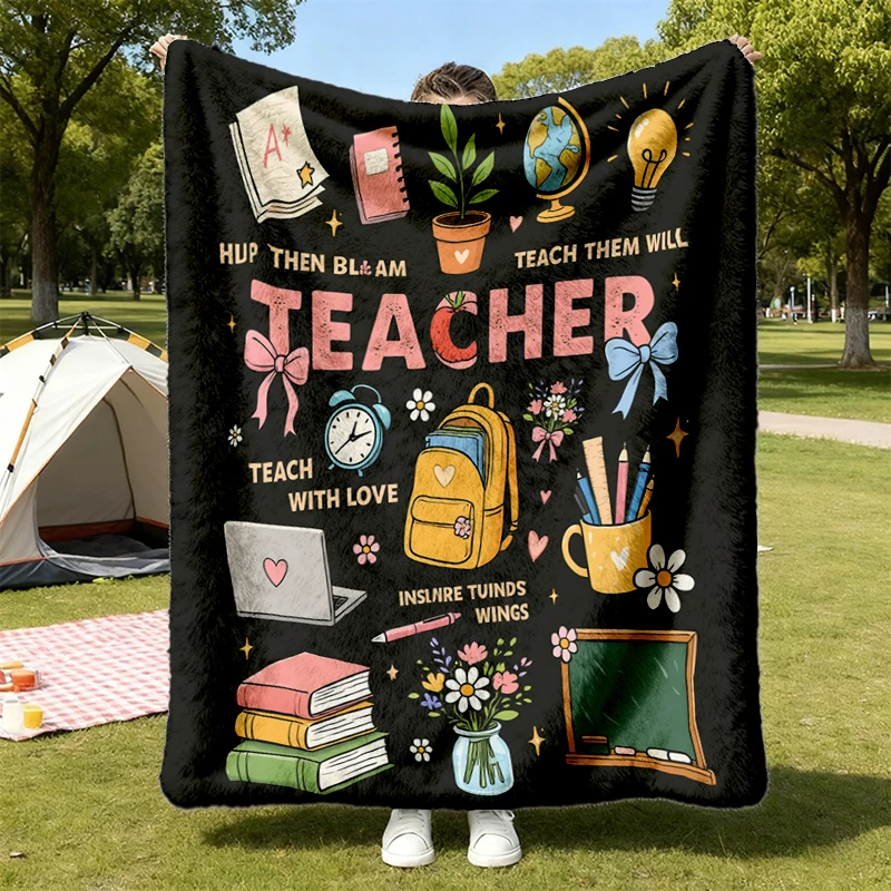Cottagecore Floral Teacher Flannel Throw, Back to School Teacher, Wildflowers, Appreciation, School Occupation Flannel B