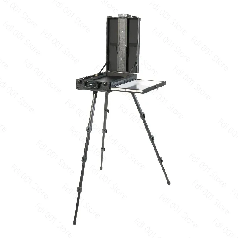 Multi-Functional Portable Wooden Painting Box Set with Foldable Sketching Easel,Storage Compartments for Oil Paint and Brushes