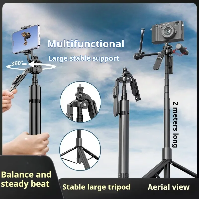 Multifunction Selfie Stick Tripod with Handheld Gimbal Stabilizer and Bluetooth Remote for Photography and Smartphone Recording