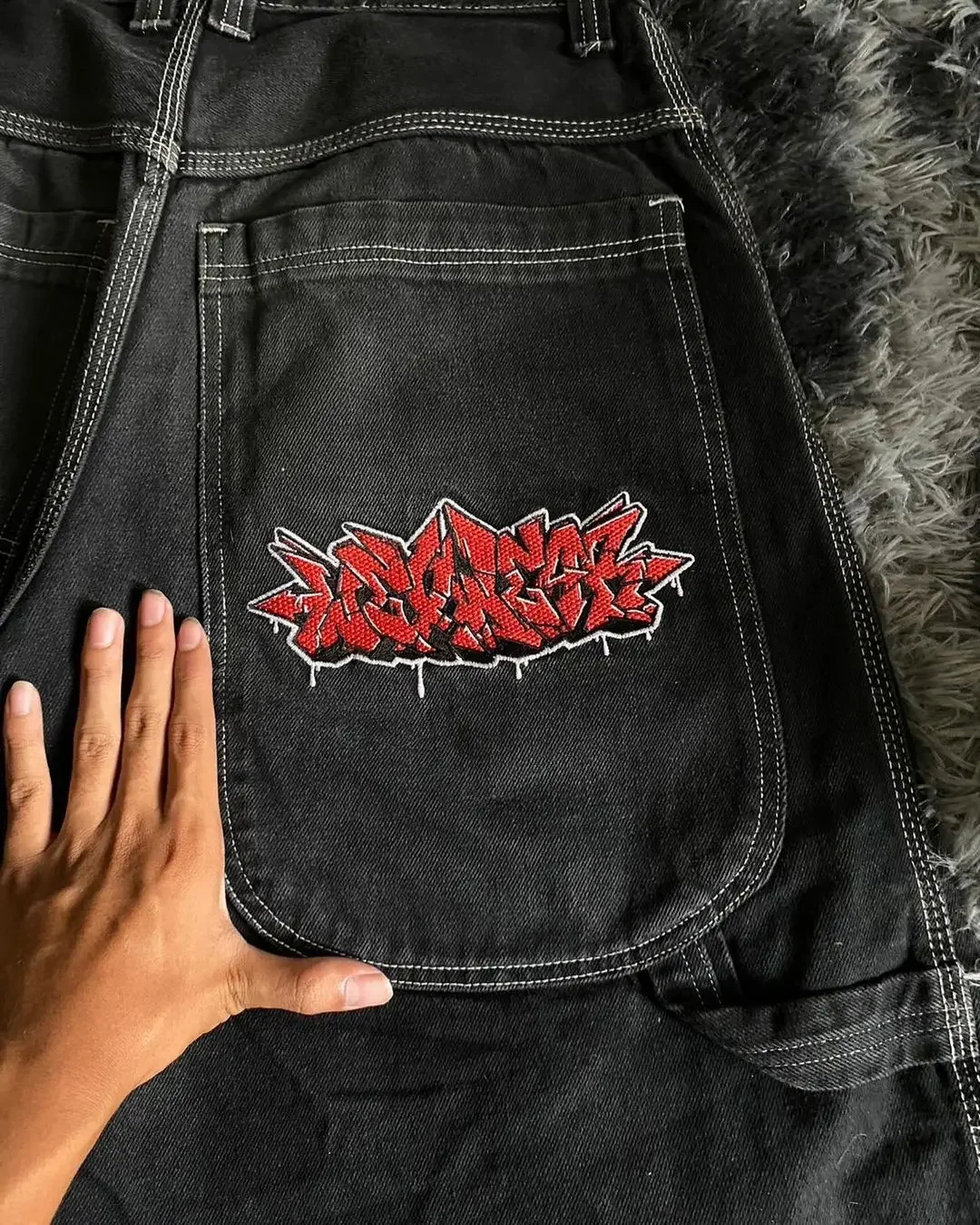 Short de Basket-ball en Denim pour Homme et Femme, Vêtement de Sortie avec Poche et Lettres Brodées, Style Hip Hop, Baggy, Taille Haute, Y2K