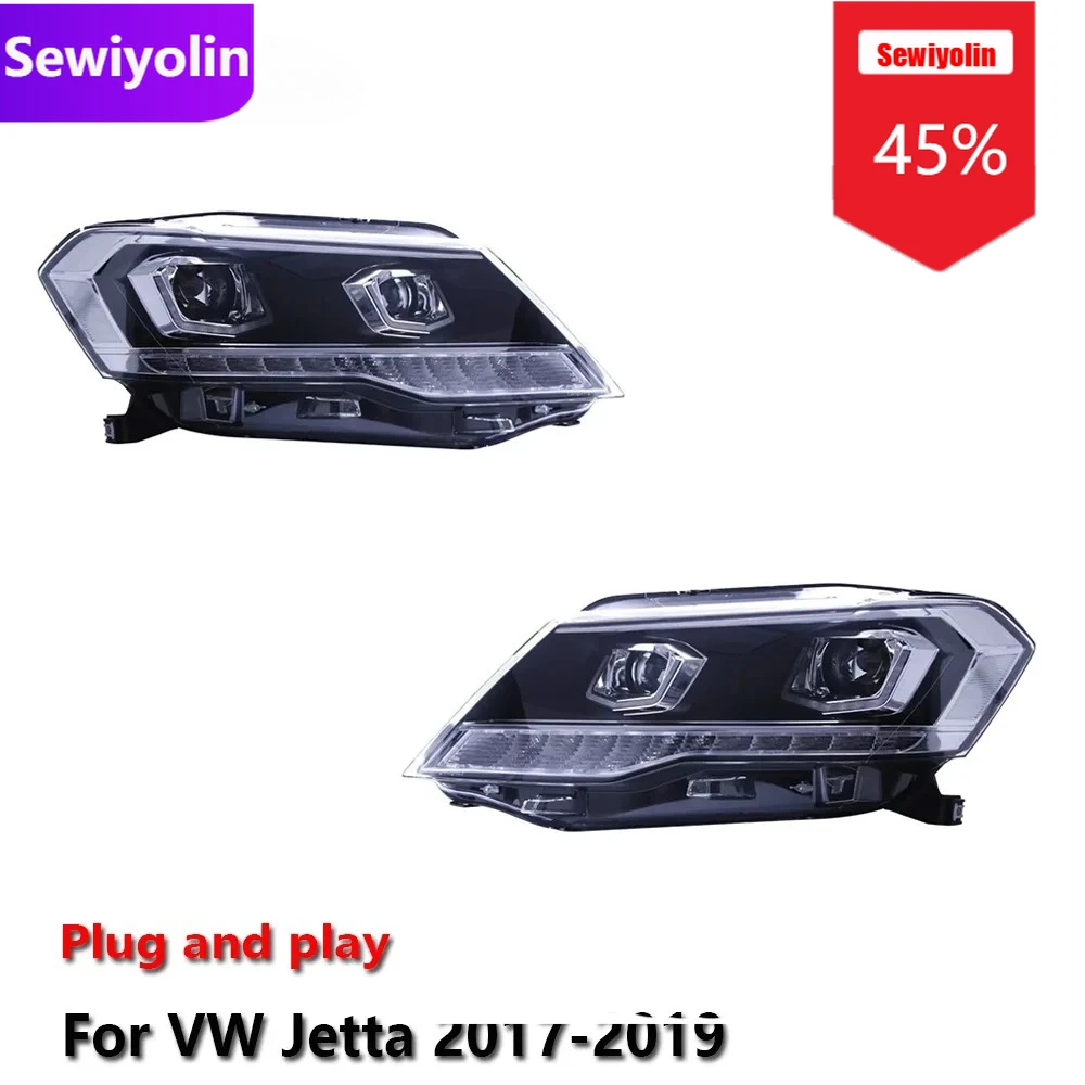 

Car DRL LED Headlight Assemblies For Volkswagen Jetta 2017-2019 Fog DRL Brake Turn Signal Lamp Plug And Play